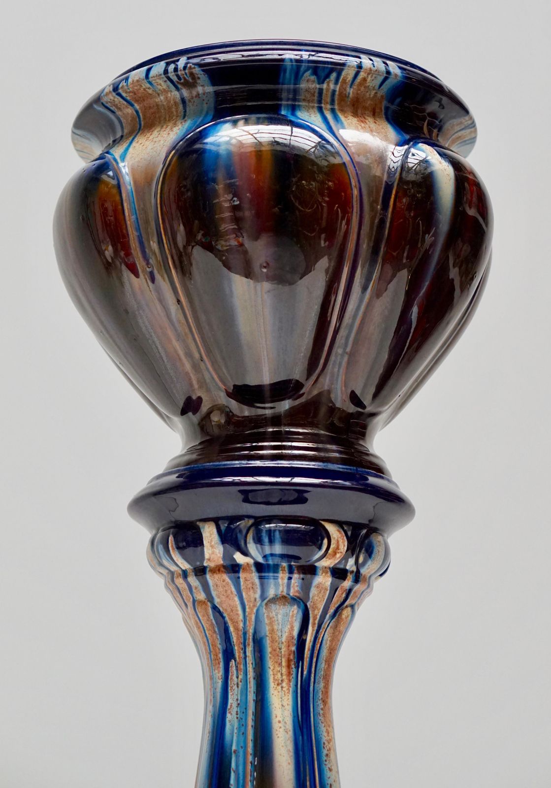 Big Richly Glazed Hand Thrown Ceramic Handled Planter Jardinière On A Column photo 3312.0