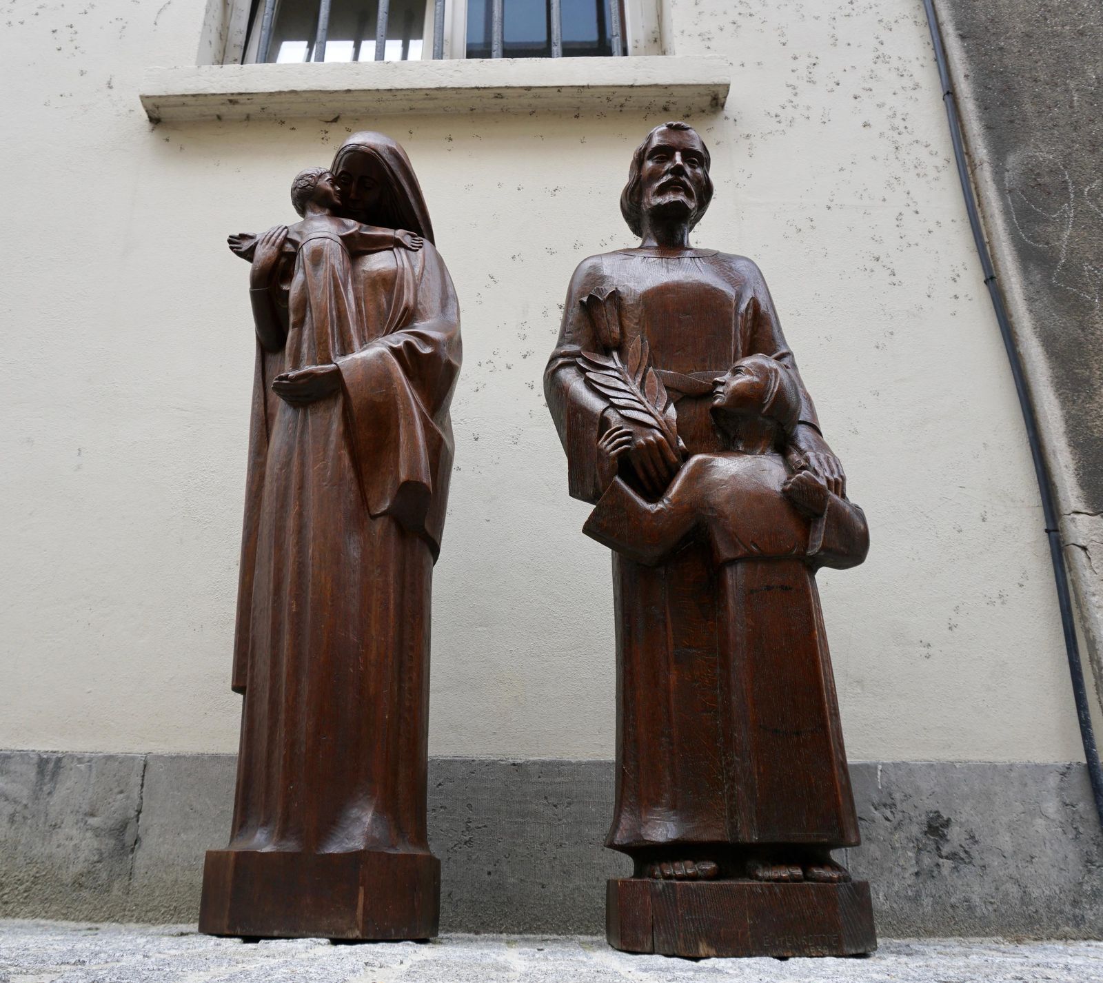 photo for sale Madonna And Child Statue And Saint Joseph And Child Sculpture