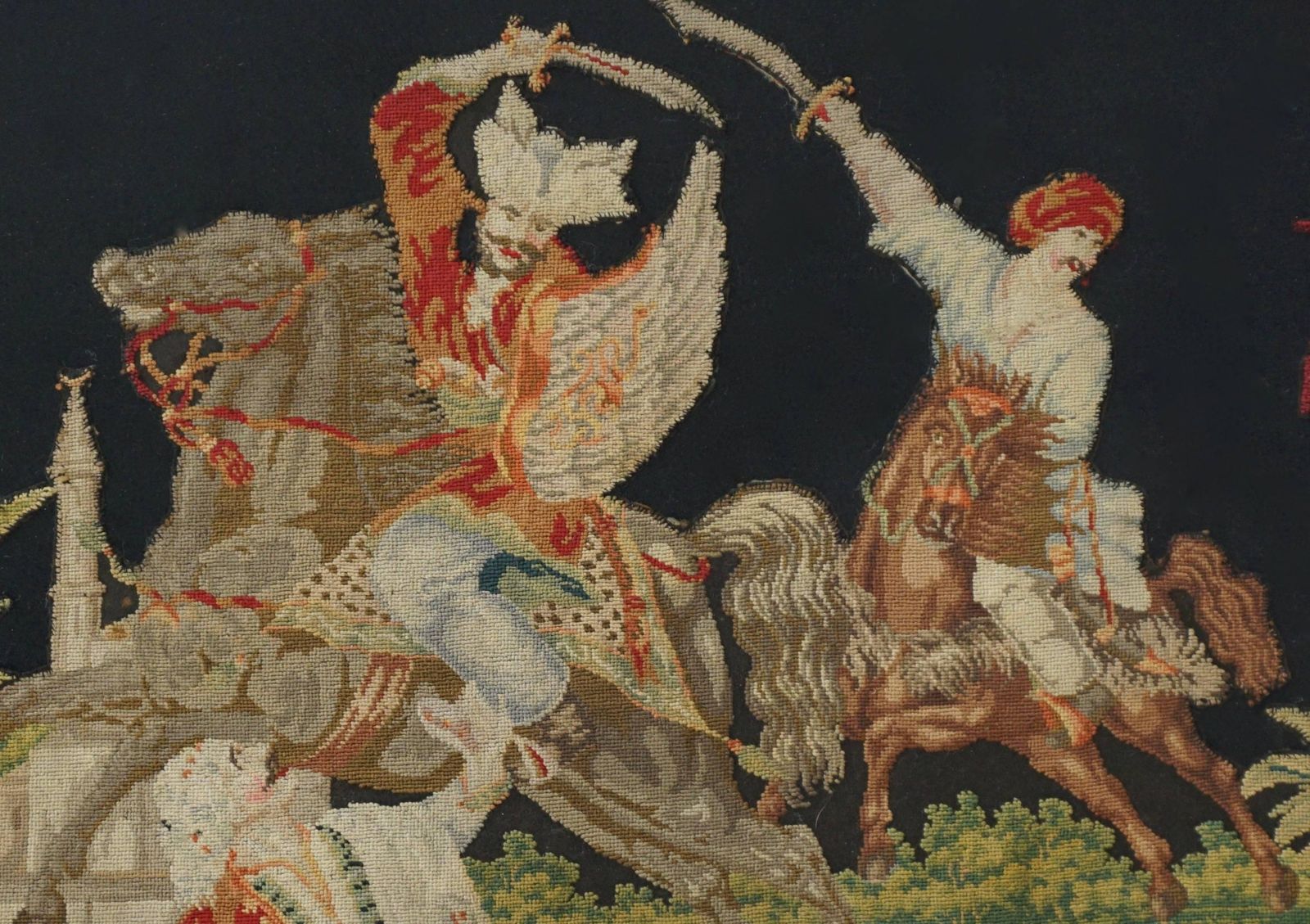 Pair Of Gros Point Stitched Panels Representing Orientalist Scenes photo buy