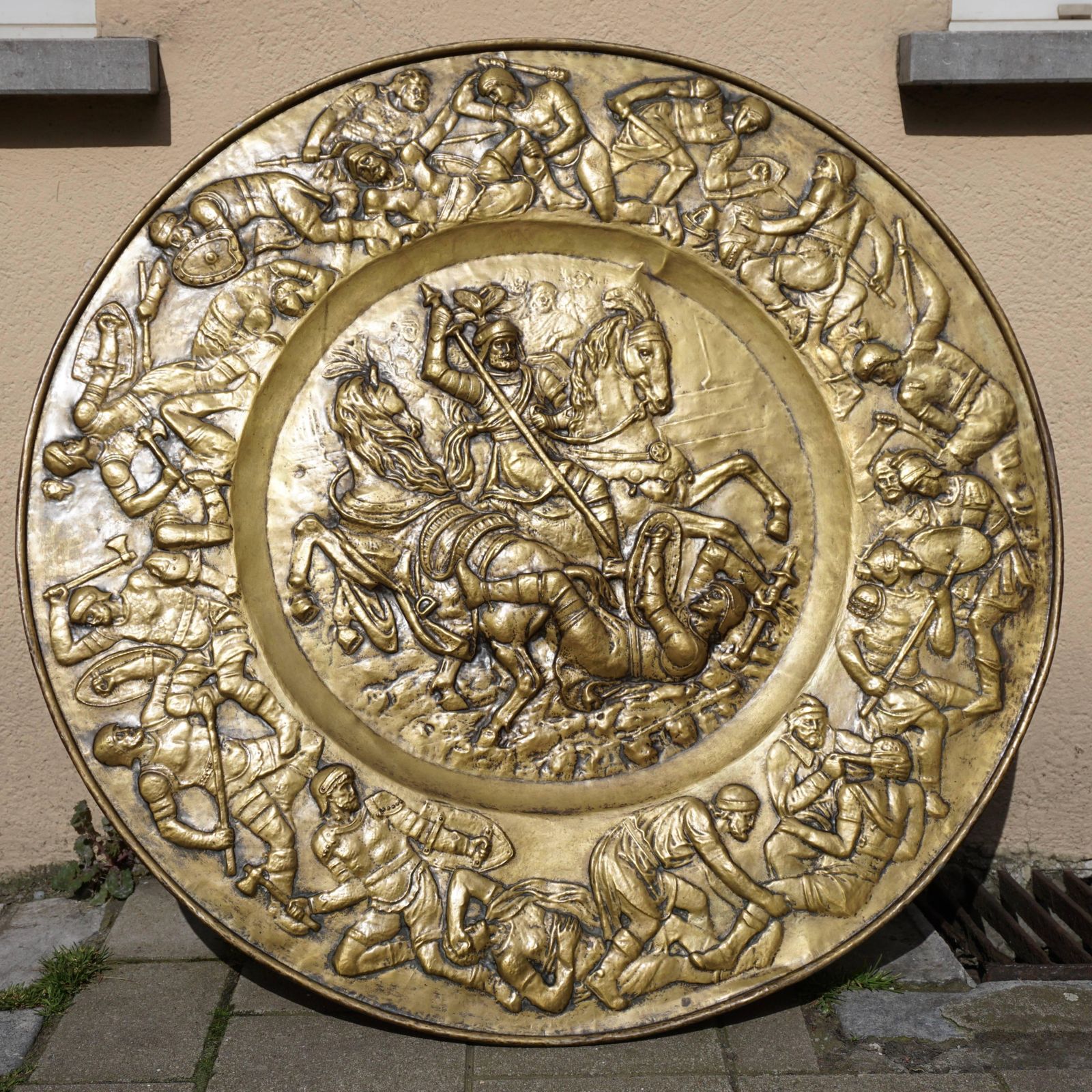 Hammered Copper Wall Relief Sculpture With Roman Warriors photo Art