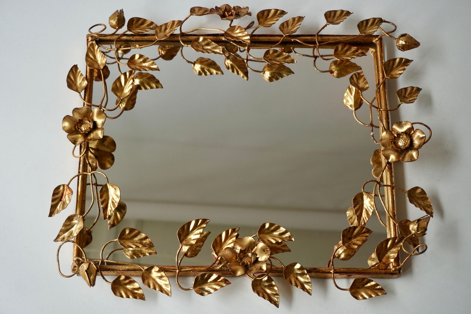 Mirror In Gilded Metal With Vine Leaves Italy, 1970s photo 1319.0