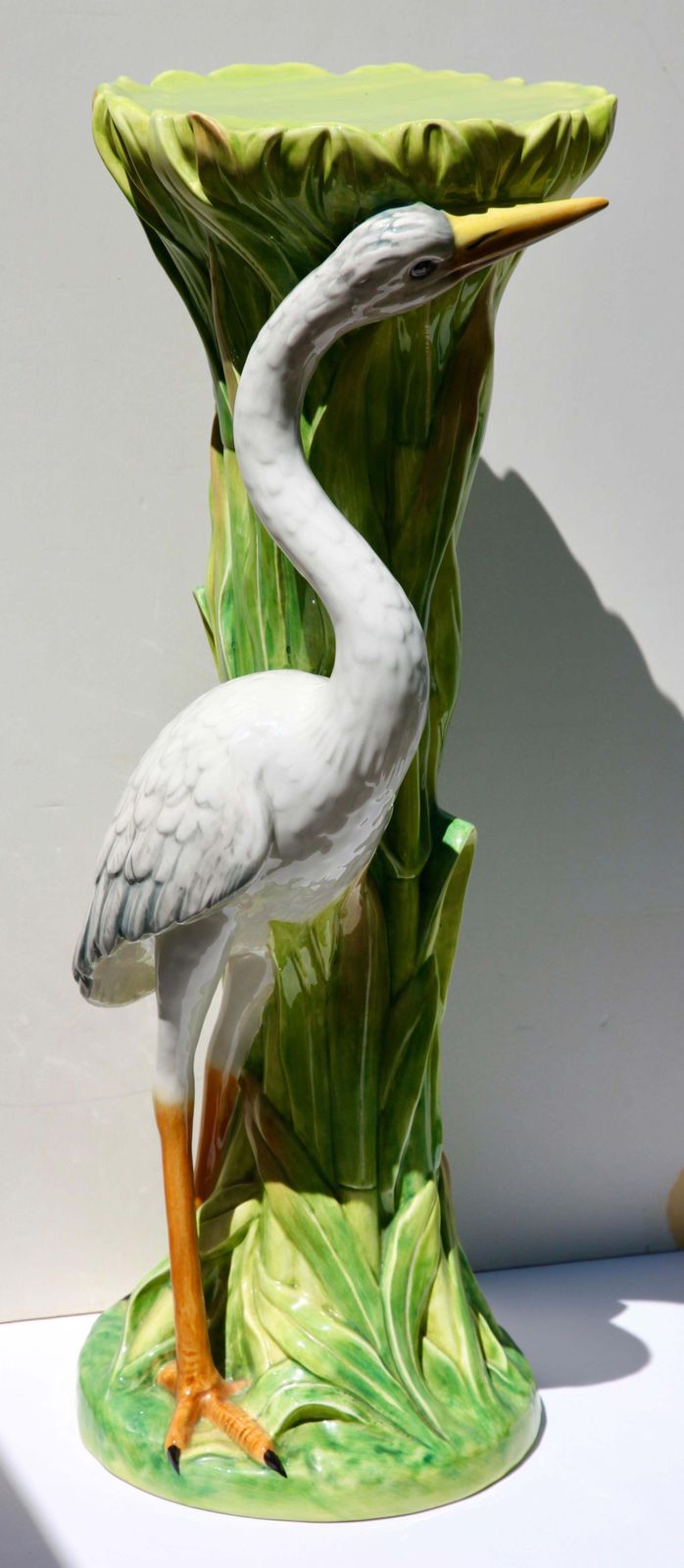 Two Columns With Heron And Planter In The Style Of Delphin Massier photo for sale