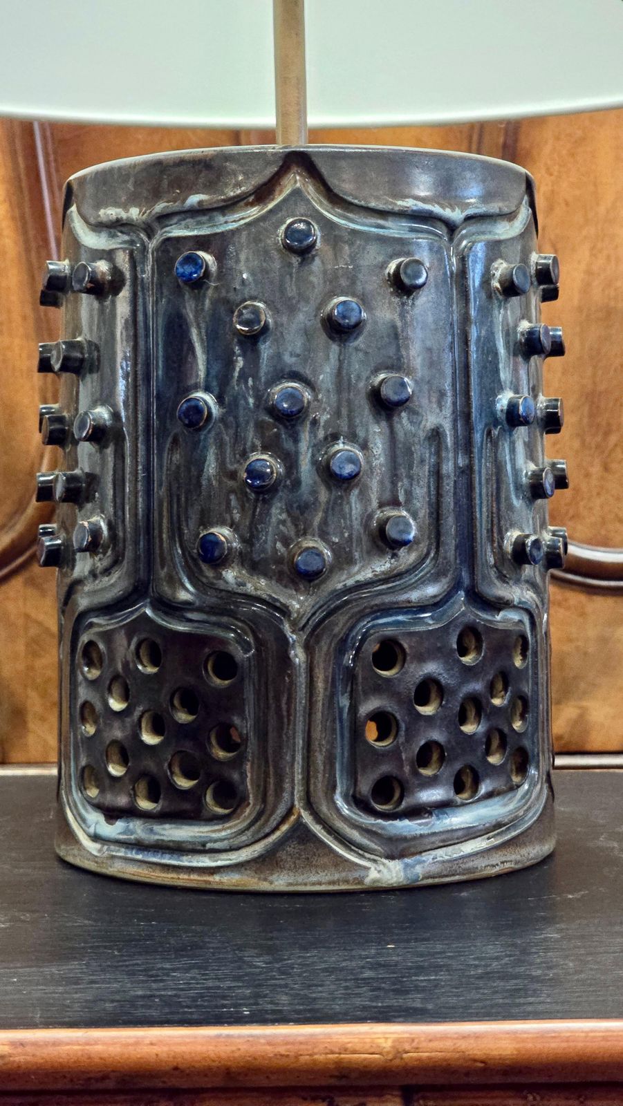 French Ceramic Lamp In The Style Of Georges Pelletier, 1970s photo vintage