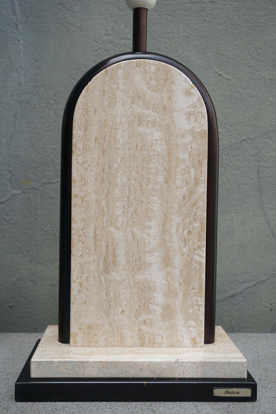 Pair Of Belgian Beige Travertine And Gilt Metal Table Lamps, Belgium 1970's photo Lighting