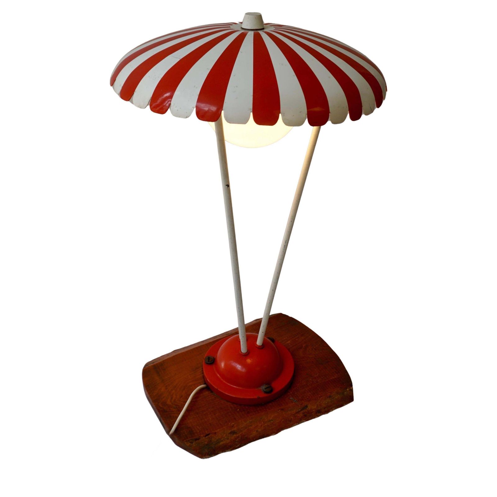 Charming Vintage Garden Lamp From The 1950s   Red And White photo furniture