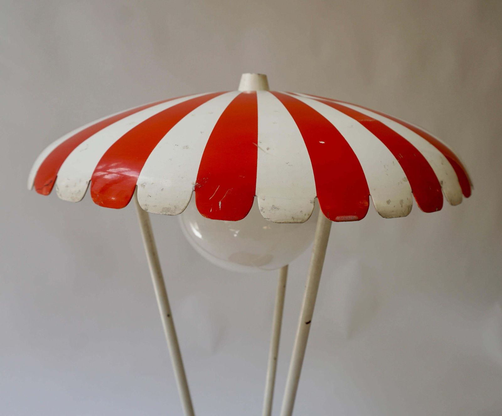Garden Lighting Charming Vintage Garden Lamp From The 1950s   Red And White photo