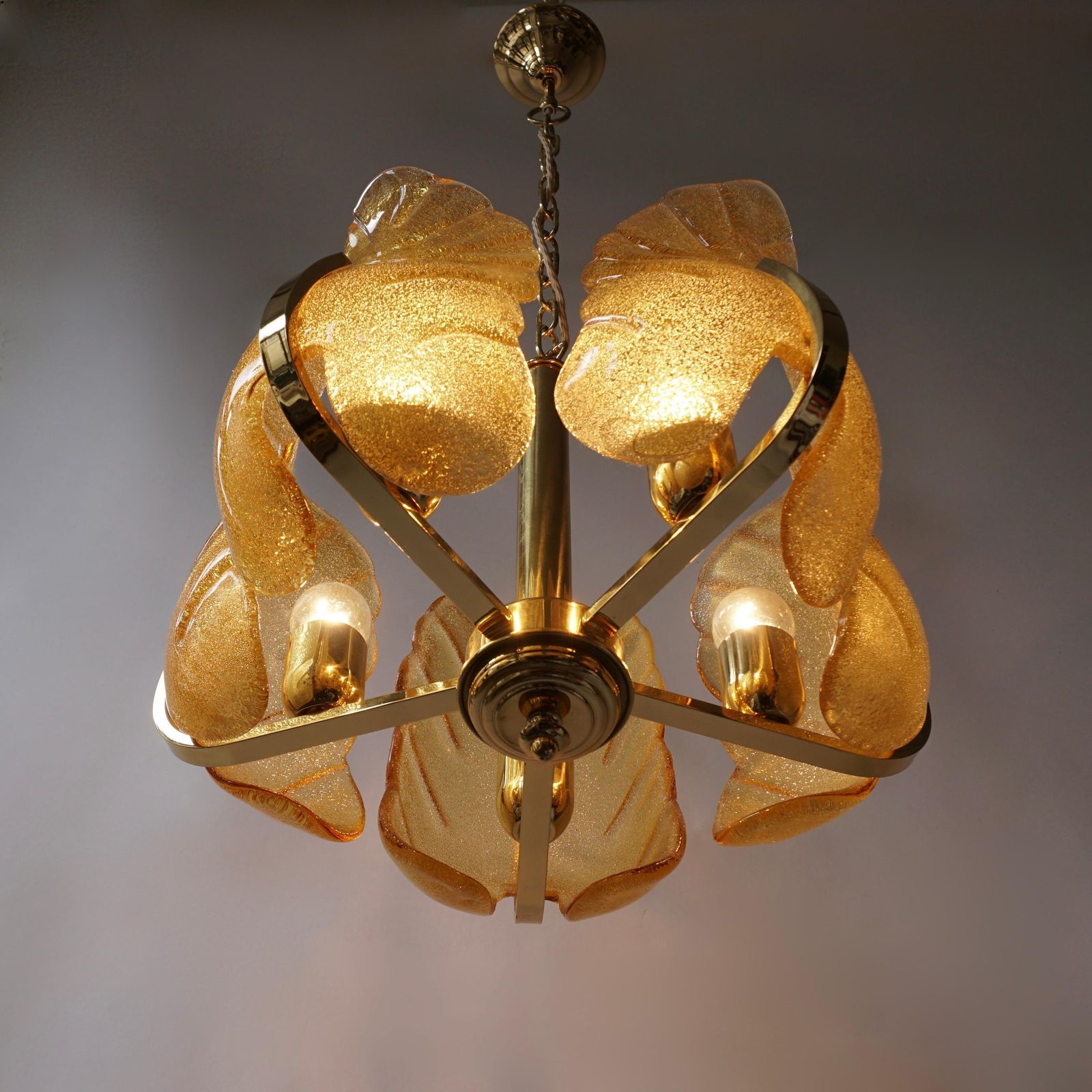 Italian Murano Glass And Brass Chandelier photo buy