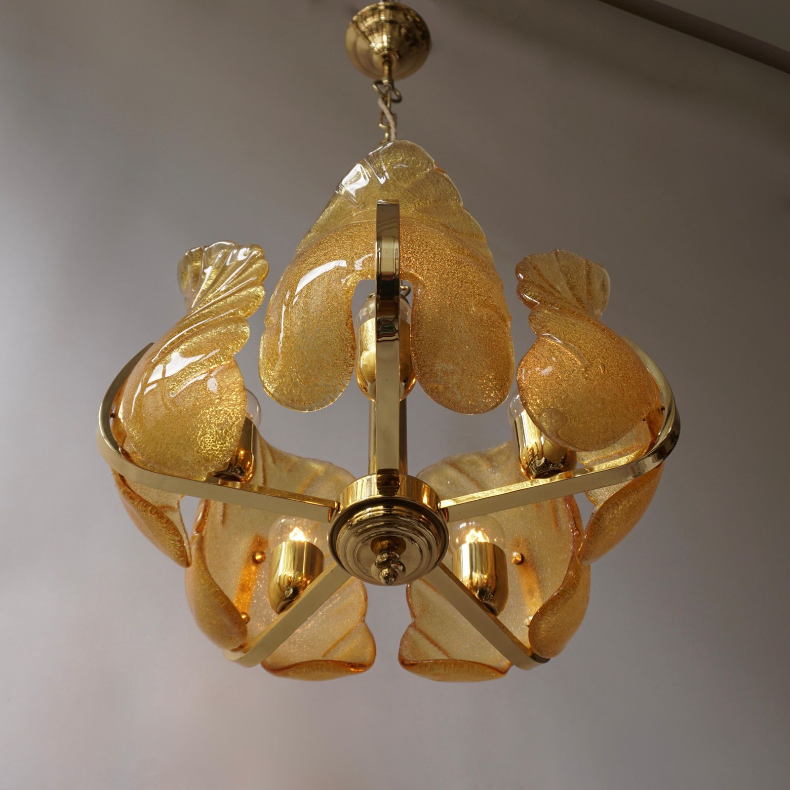 photo furniture Italian Murano Glass And Brass Chandelier