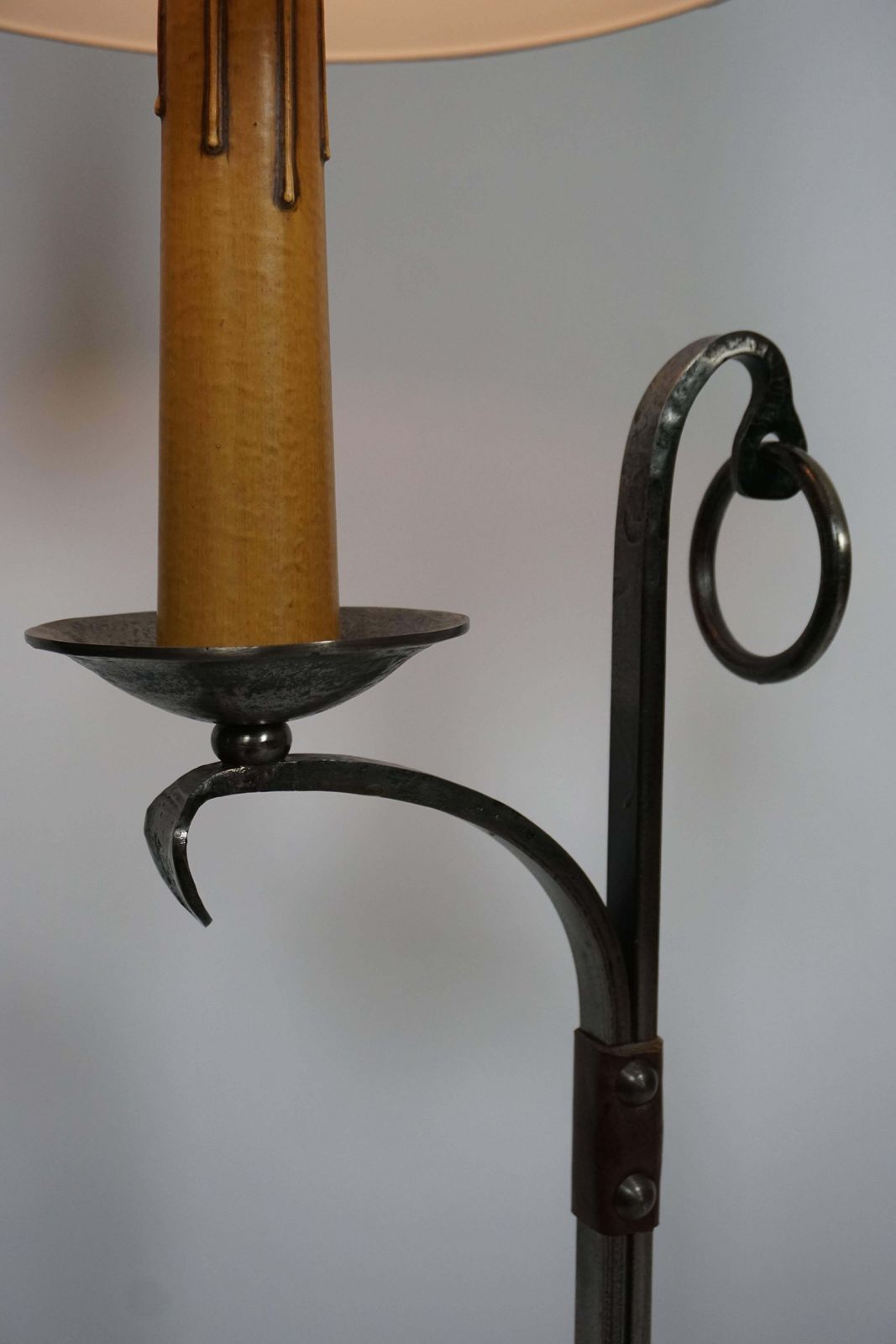 photo furniture Jacques Adnet Style Iron And Leather Floor Lamp, 1950s 1960s, France