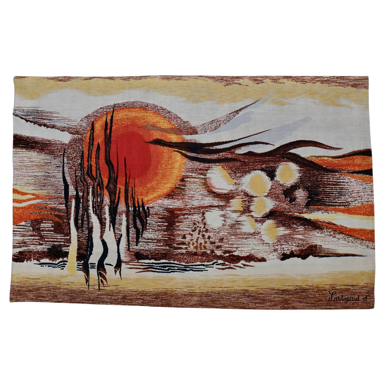 Tapestry In Wool "Land On Fire" By Jean Michel Lartigaud photo furniture