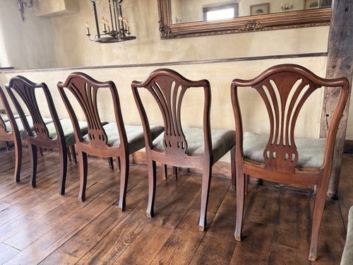 5400.0 Rare Original Howard & Sons Antique Green Carver Elbow Dining Chairs Set Of 8 photo