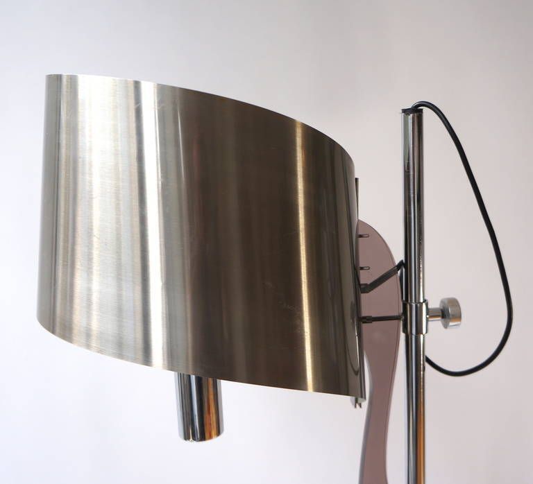 Pair Of Maison Charles Floor Lamps With Curved Stainless Shades photo 3142.0