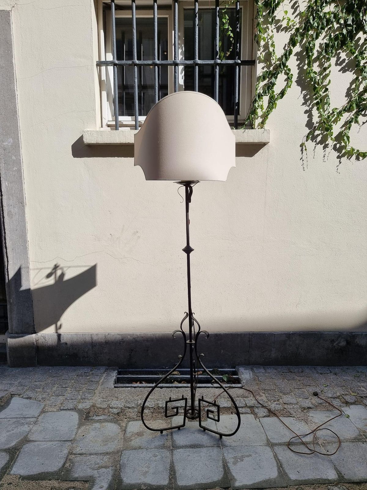 photo furniture Four Antique Wrought Iron Art Deco Castle Monastery Floor Lamps Or Candlestick