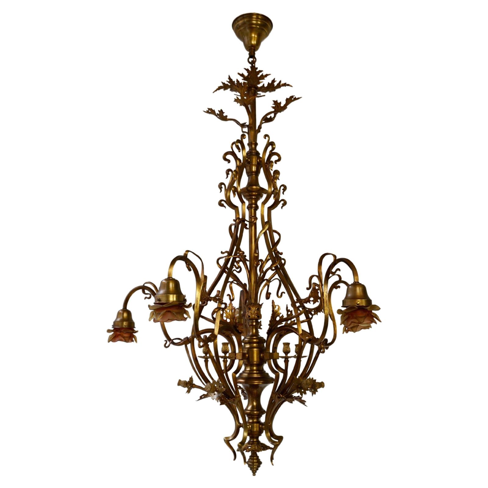 Large And Top Quality, Elegant & Exquisite 5 Light Art Nouveau Chandelier photo for sale