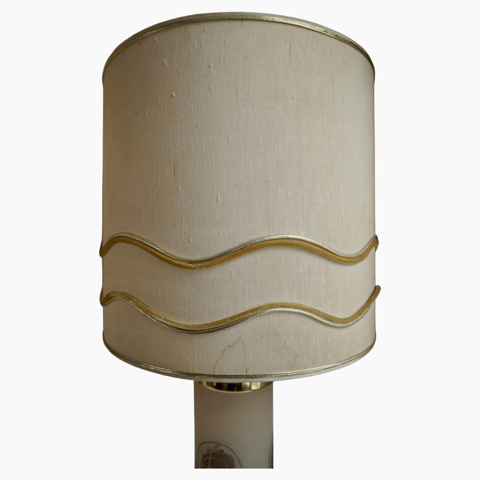 photo for sale Pair Of 1970s Hollywood Regency Art Glass And Gilt Murano Glass Lamps