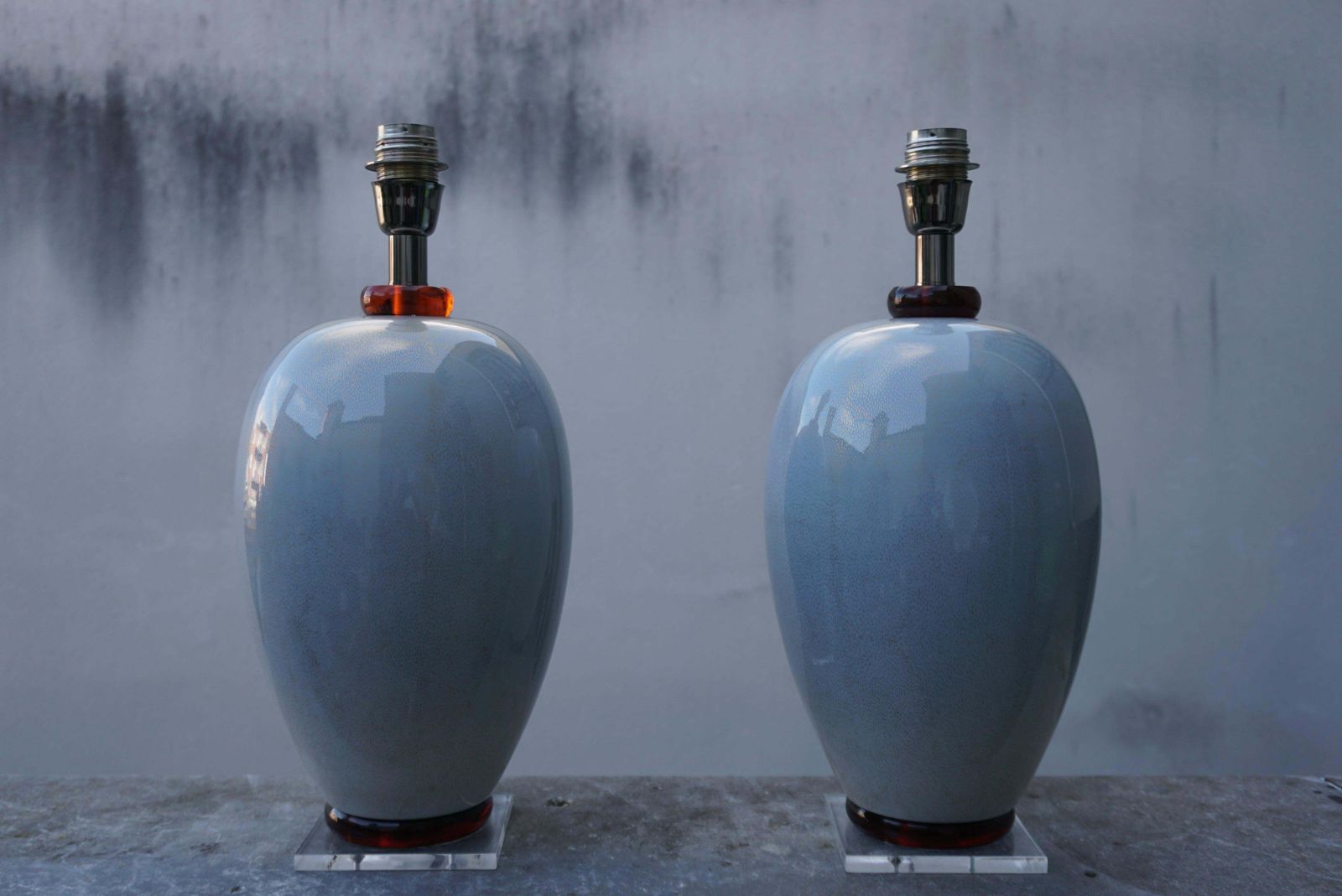 Pair Of 1970s Murano Glass Gold Inclusion Table Lamps By Mangani, Italy photo furniture