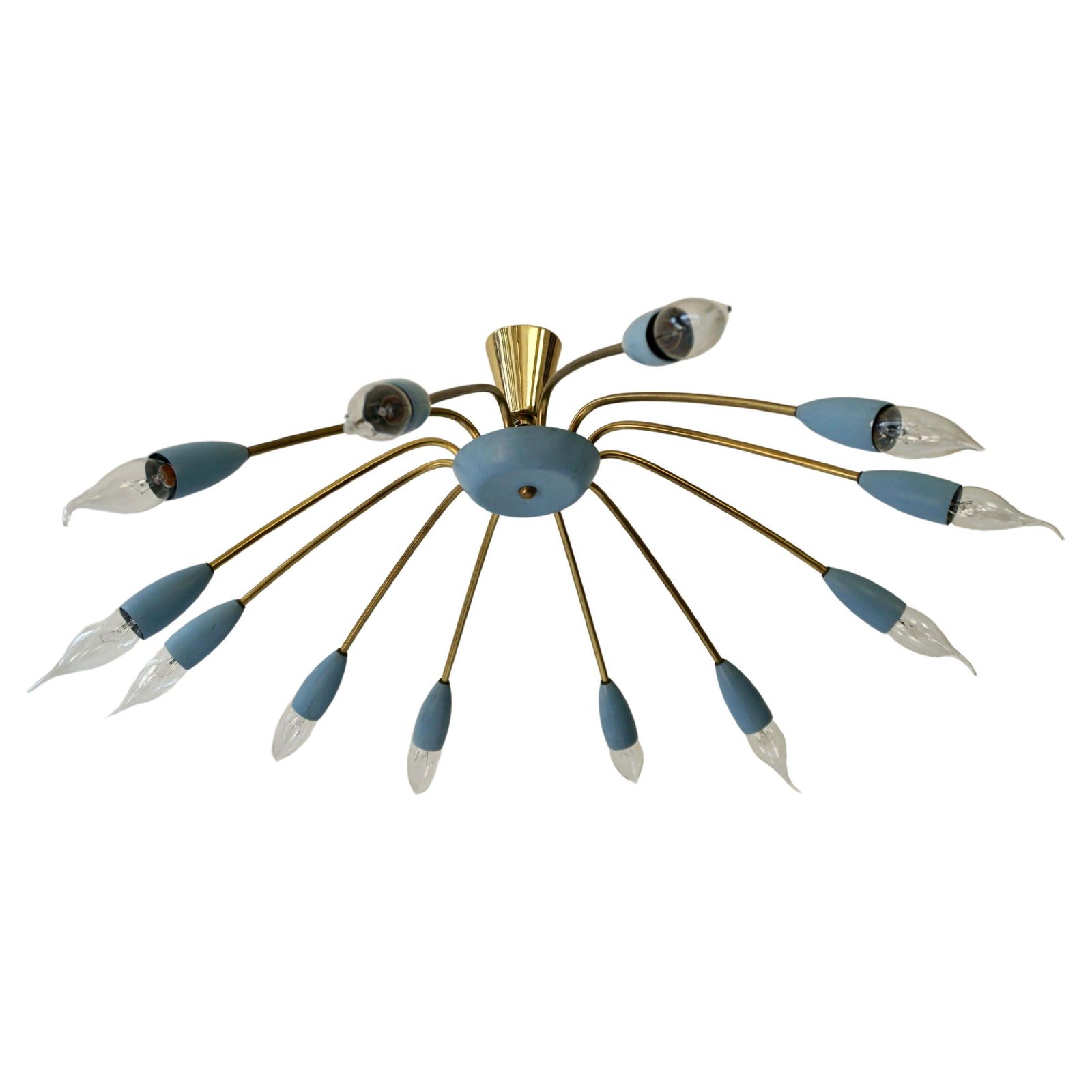 Italian Midcentury Twelve Light Sputnik Flus Chandelier In Stilnovo Style photo furniture