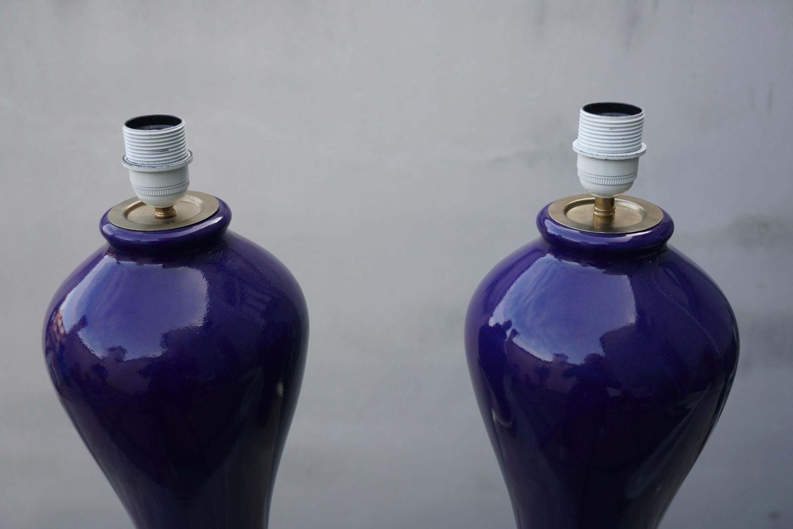 Pair Of Cobalt Blue Vases, Wired Into Lamps photo buy