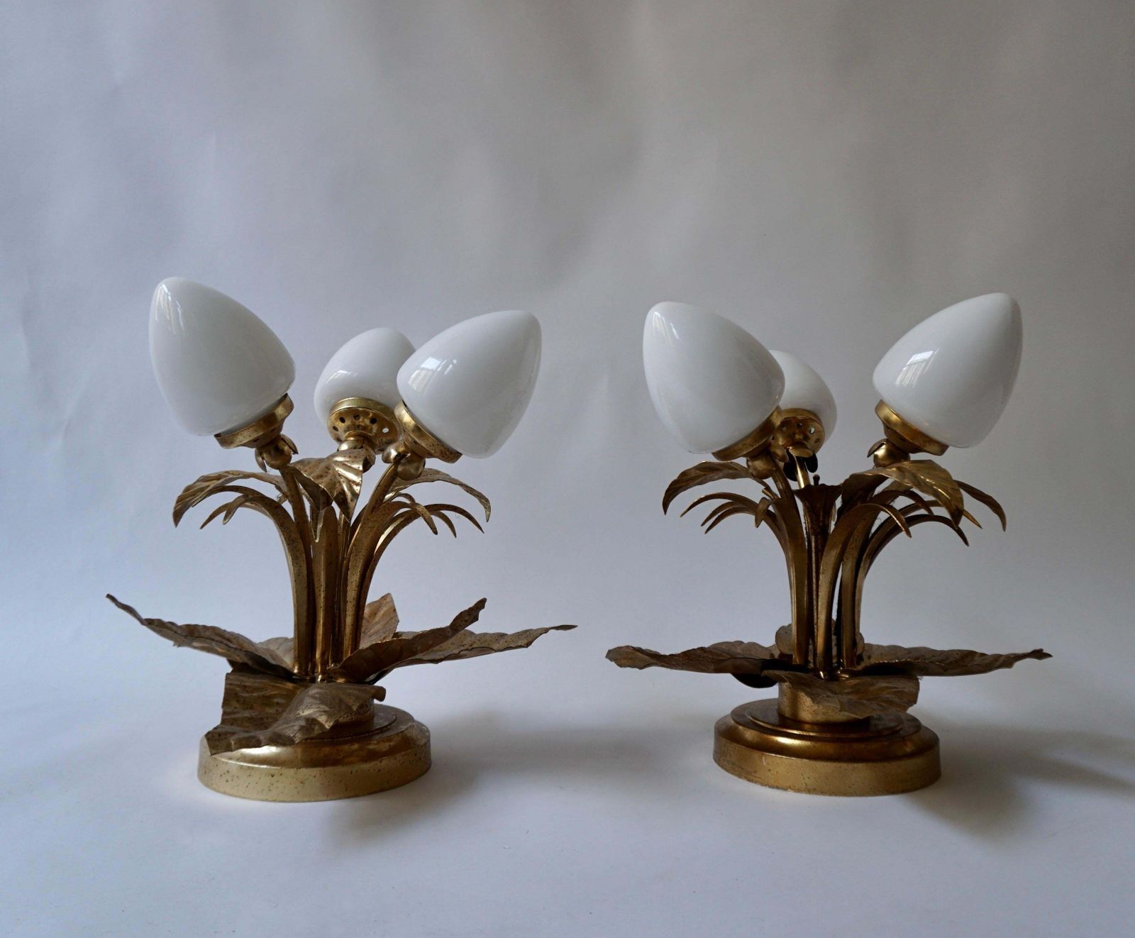 One Of Two Brutalist Sunburst Flower Light Fixtures In Gilt Metal photo furniture