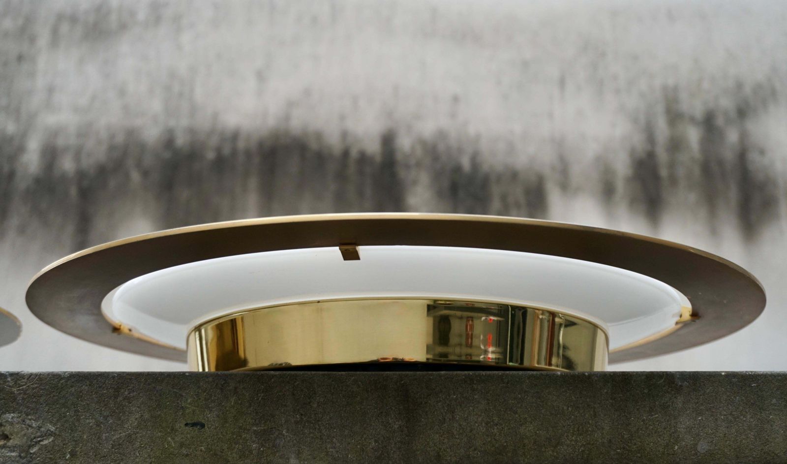 One Of Four Limburg Flush Mount Or Wall Lights, Brass Opal Glass, 1970s photo vintage