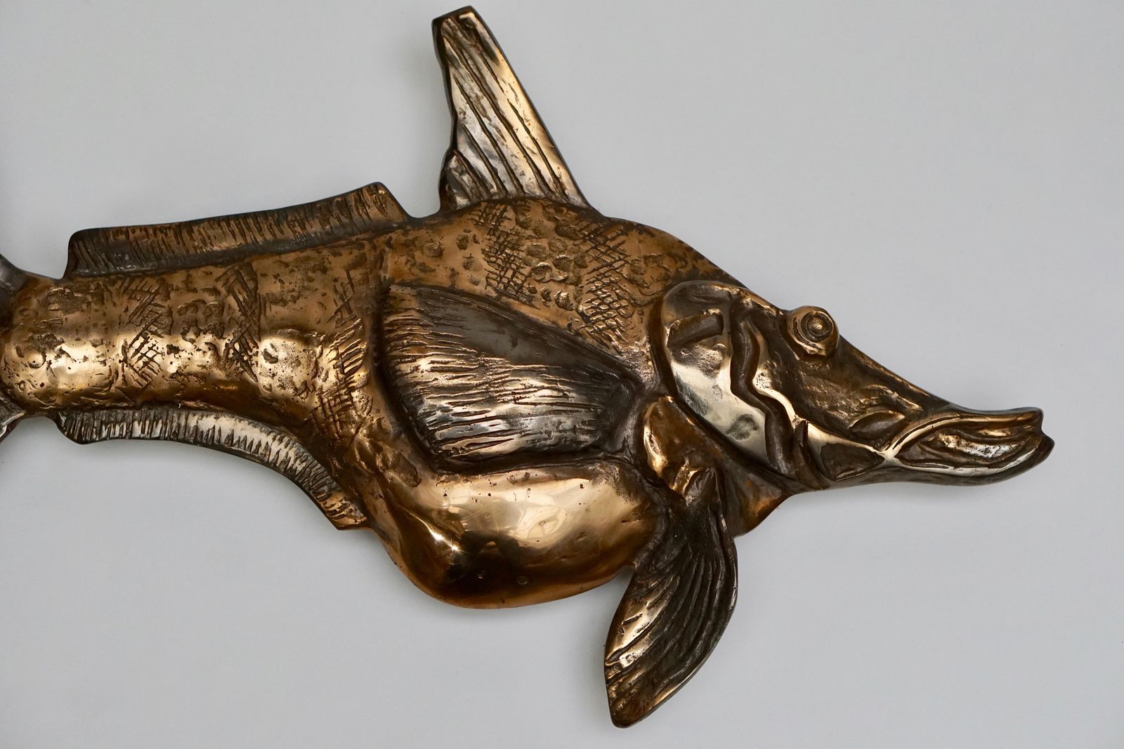 Bronze Wall Sconce Sculpture In The Shape Of A Fish photo Art