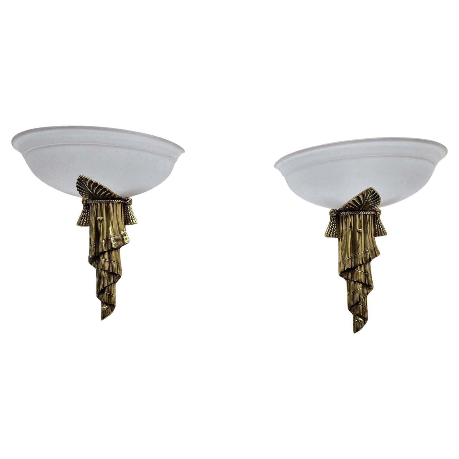 Beautiful Art Deco Wall Lights Made Of Brass With Opal Glass Shade photo 2378.0
