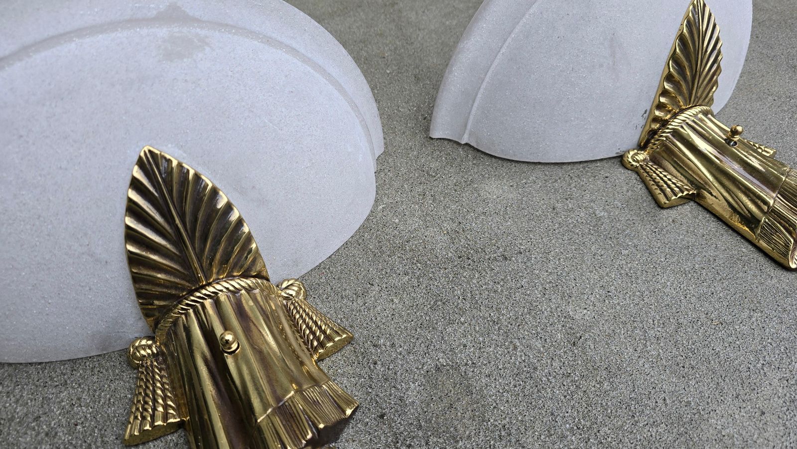 photo furniture Beautiful Art Deco Wall Lights Made Of Brass With Opal Glass Shade
