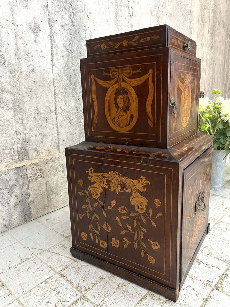 19th Century Continental Style Marquetry Bedside Cabinet Box photo for sale