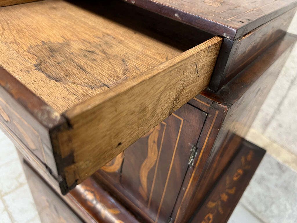 photo for sale 19th Century Continental Style Marquetry Bedside Cabinet Box