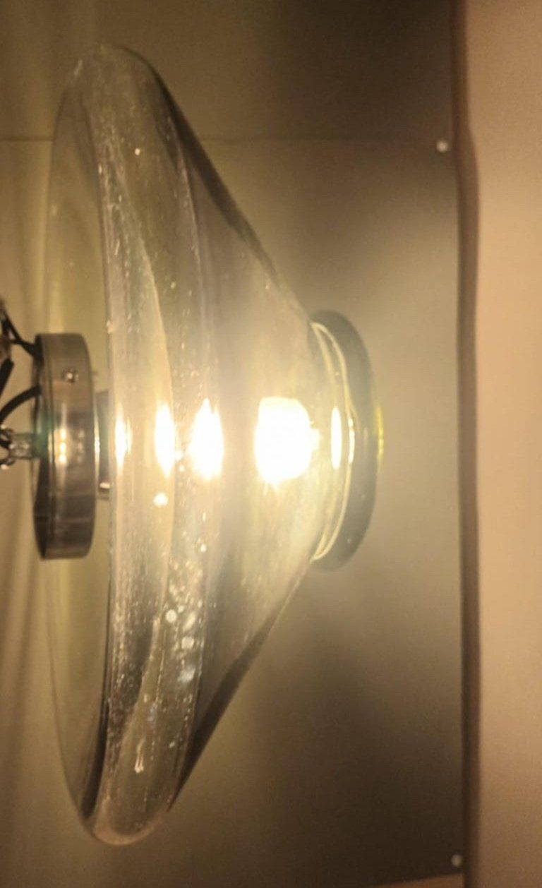 photo furniture Pair Of Smoky Murano Sconces / Flush Mounts By Leucos