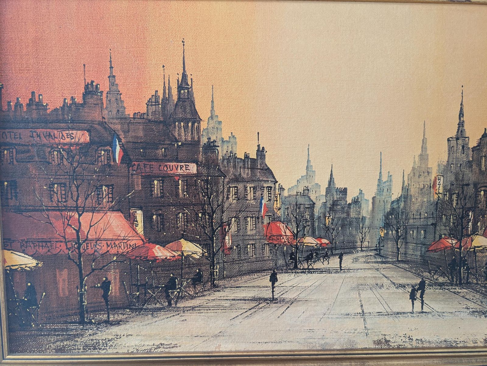 photo furniture Dimanche By Ron Folland Signed 1960s Print In Original Frame. Vintage Artwork