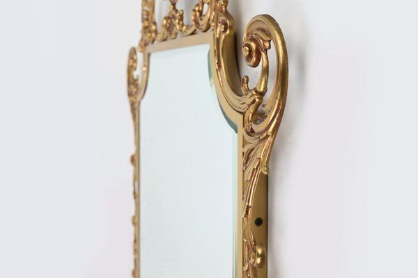 20th Century Louis XV French Copper Beveled Wall Mirror, 1950s photo vintage
