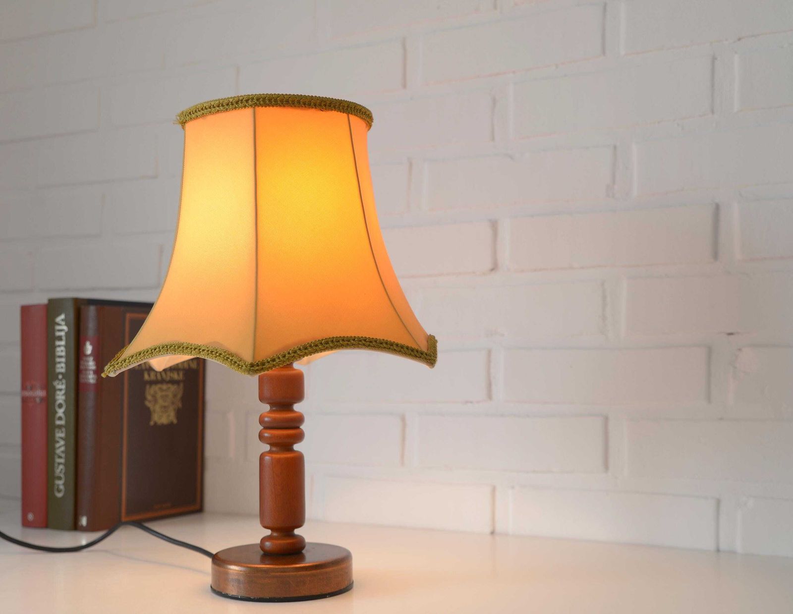 Large Vintage Bedside Lamp / French Style Lighting / Table Lamp / Desk Lamp / Nightstand Lamp / Rustic Light Fixture / Farmhouse Lamp photo 174.0