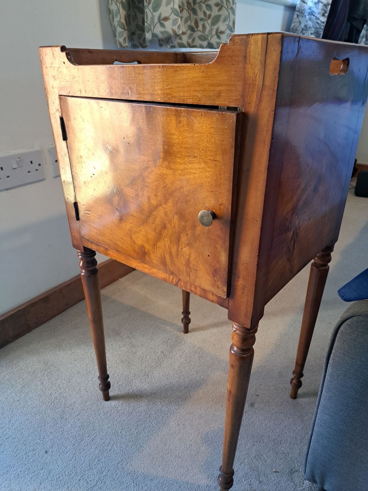 Antique Regency/Directoire Nightstand Cupboard Made Entirely In Birch Root