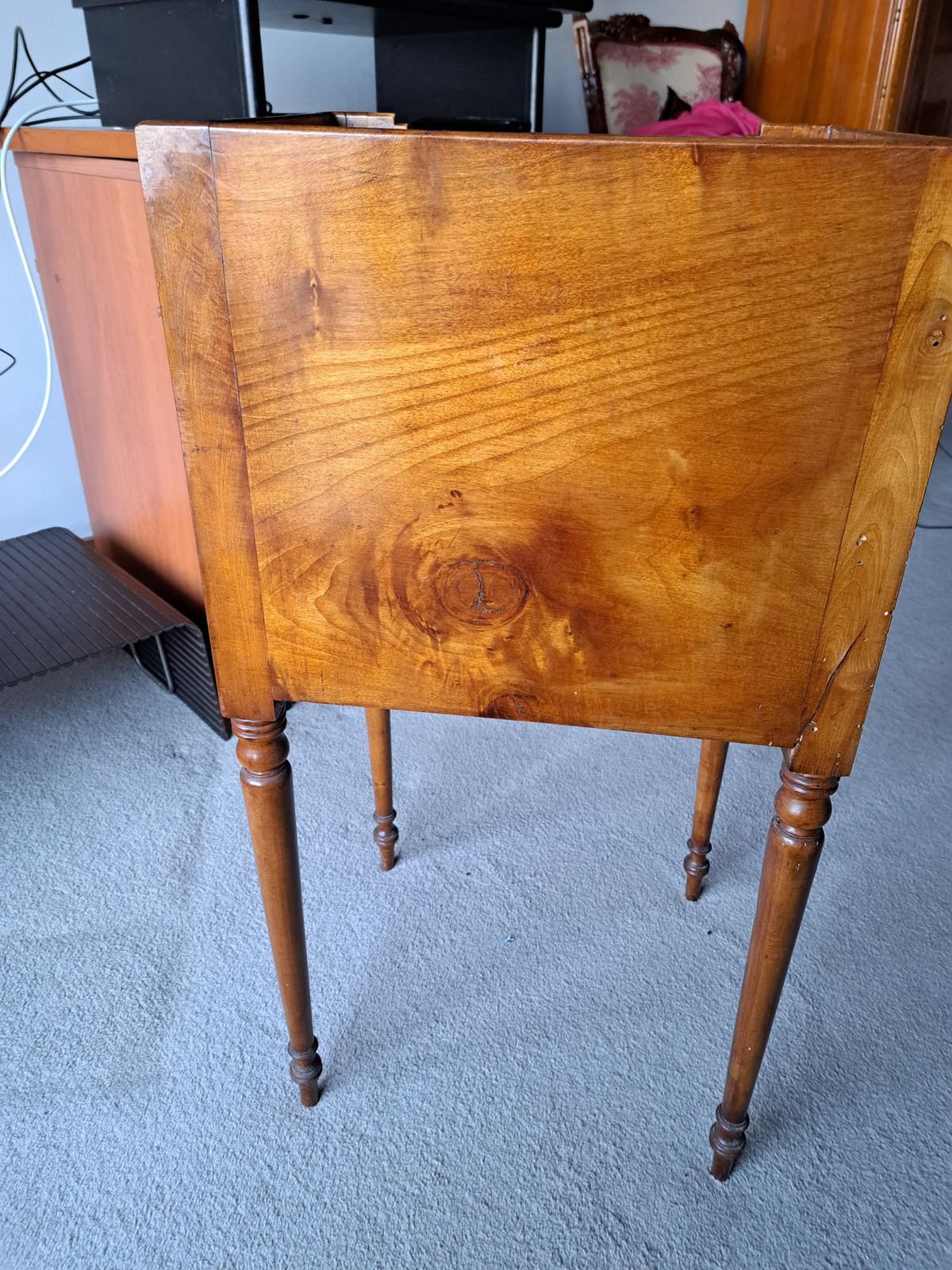 Antique Regency/Directoire Nightstand Cupboard Made Entirely In Birch Root photo buy