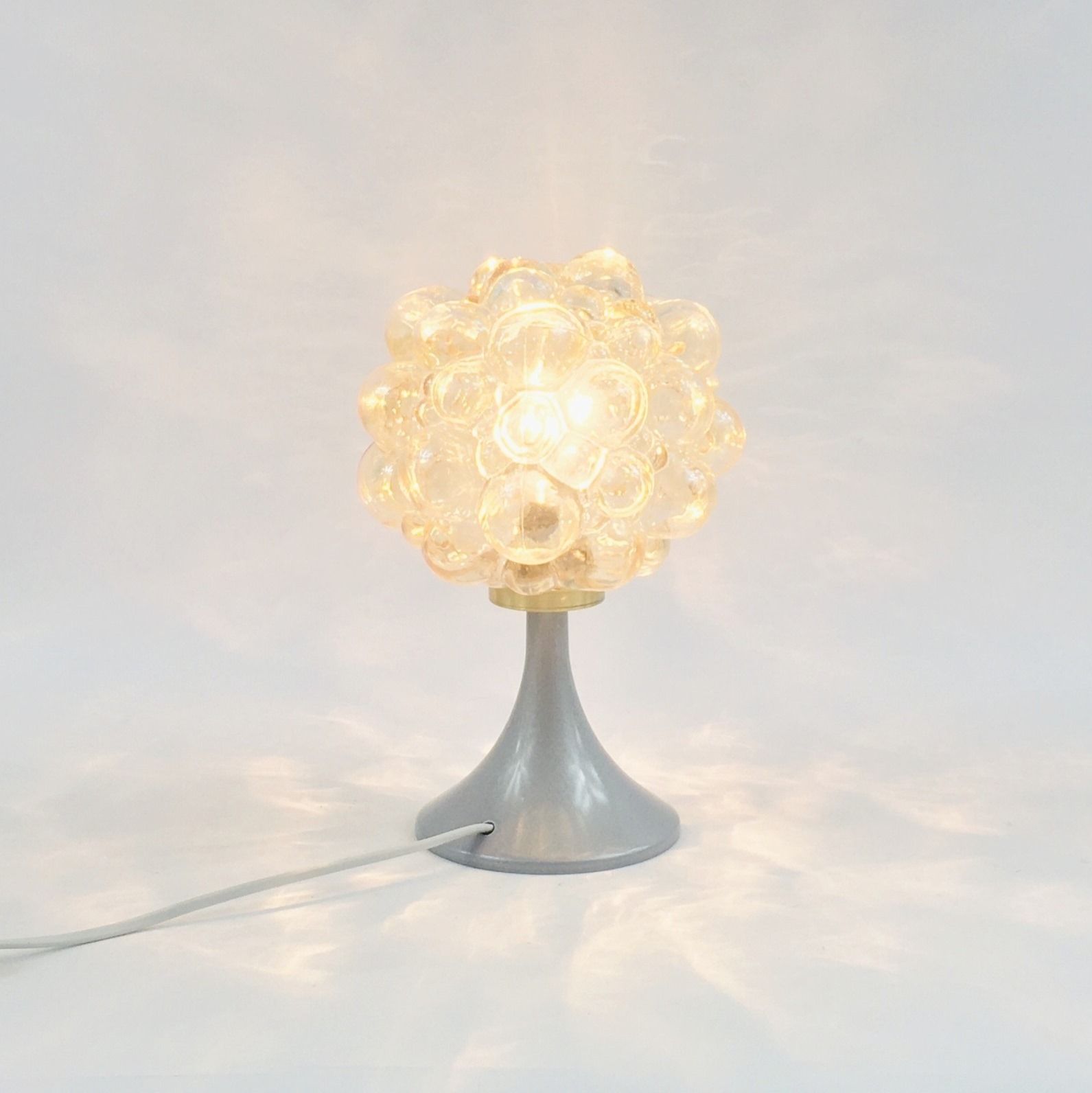 Pair Of Mid Century Amber Bubble Glass Table Lamps By Helena Tynell For Limburg, Germany, 1960s photo Lighting