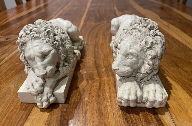 Rinaldi's Sleeping Lion Figure On Plinth, The Revival Art, Chatsworth Collection photo furniture