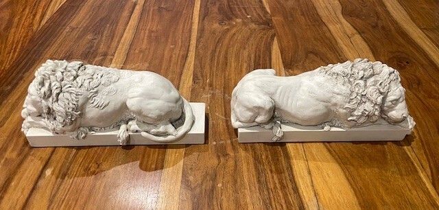 Rinaldi's Sleeping Lion Figure On Plinth, The Revival Art, Chatsworth Collection photo vinterior