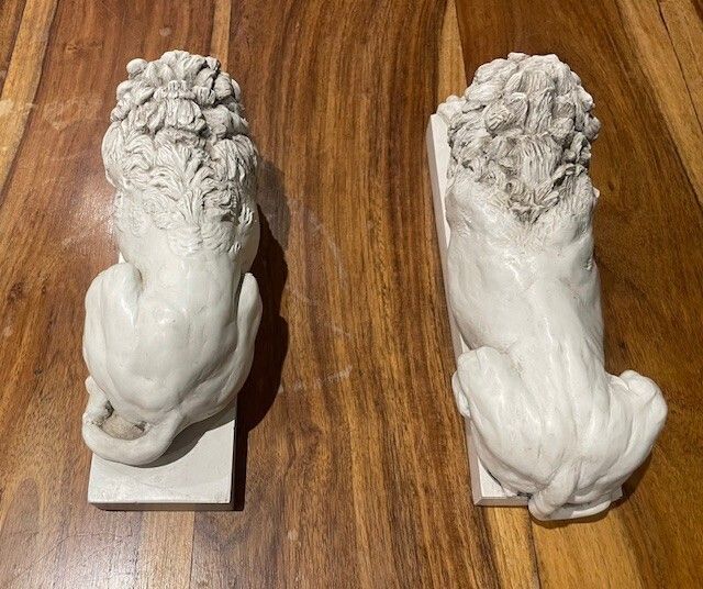 Rinaldi's Sleeping Lion Figure On Plinth, The Revival Art, Chatsworth Collection photo vintage