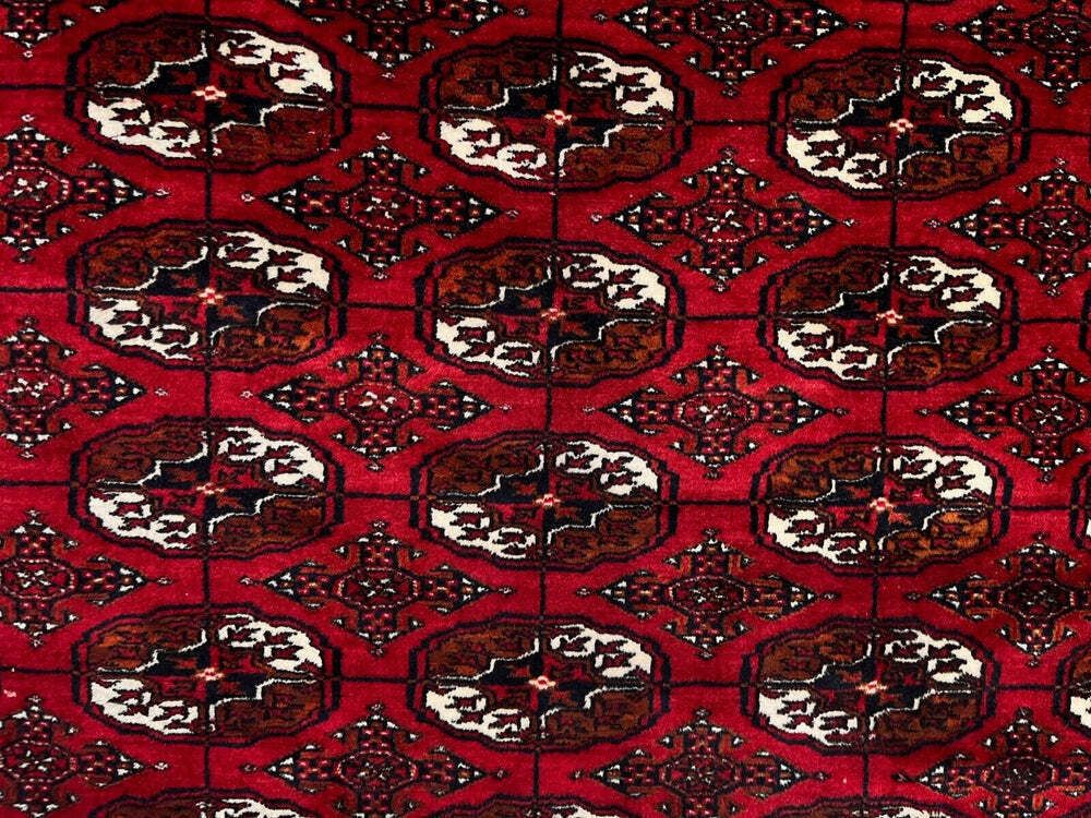 Antique Turkmen Tekke Main Carpet, 302x245 Cm Turkoman Bokhara Red Black 2504 photo buy