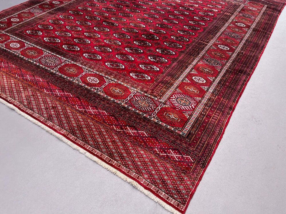 Antique Turkmen Tekke Main Carpet, 302x245 Cm Turkoman Bokhara Red Black 2504 photo vintage