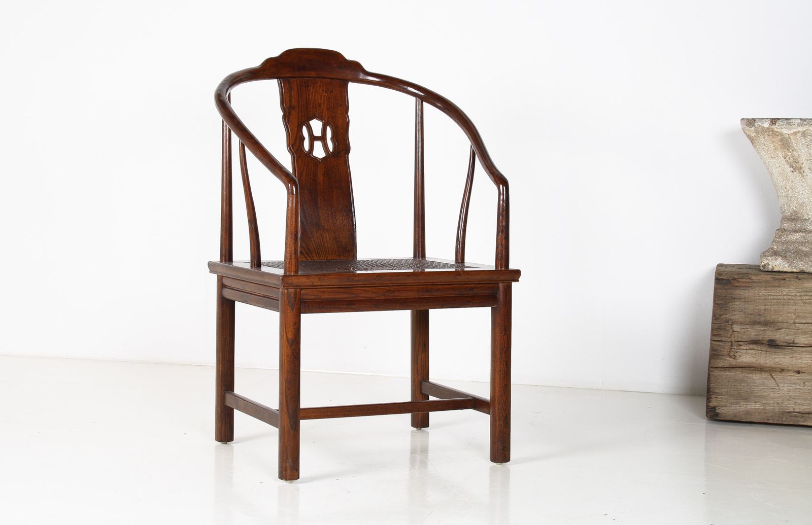 An Antique Chinese Horseshoe Hongmu Late Qing Chair photo vintage