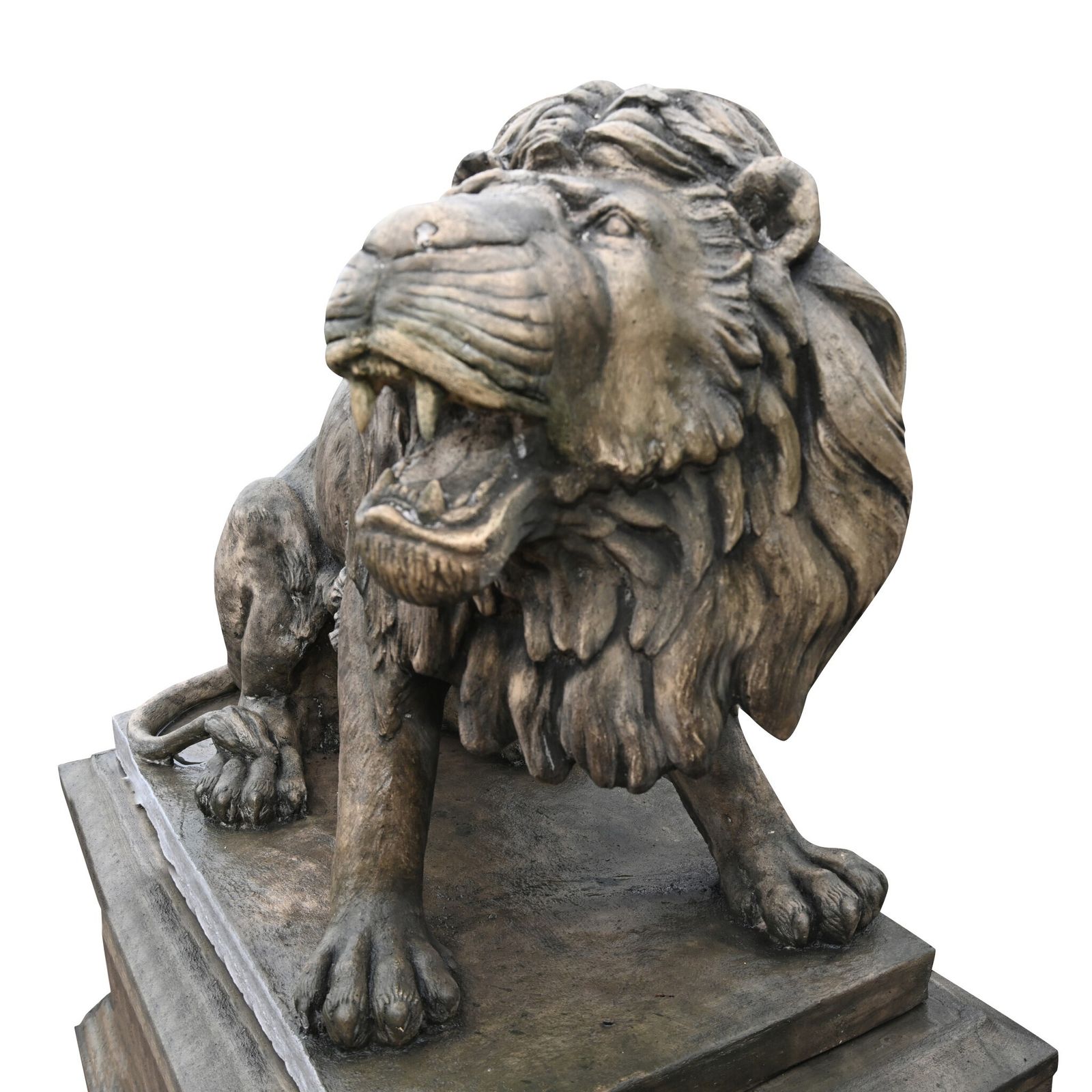 Pair Lifesize Lion Gatekeeper Statues Stone Country House photo for sale