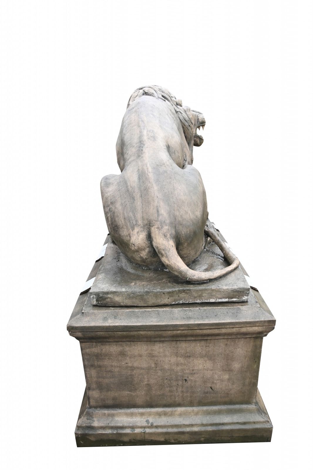 photo buy Pair Lifesize Lion Gatekeeper Statues Stone Country House