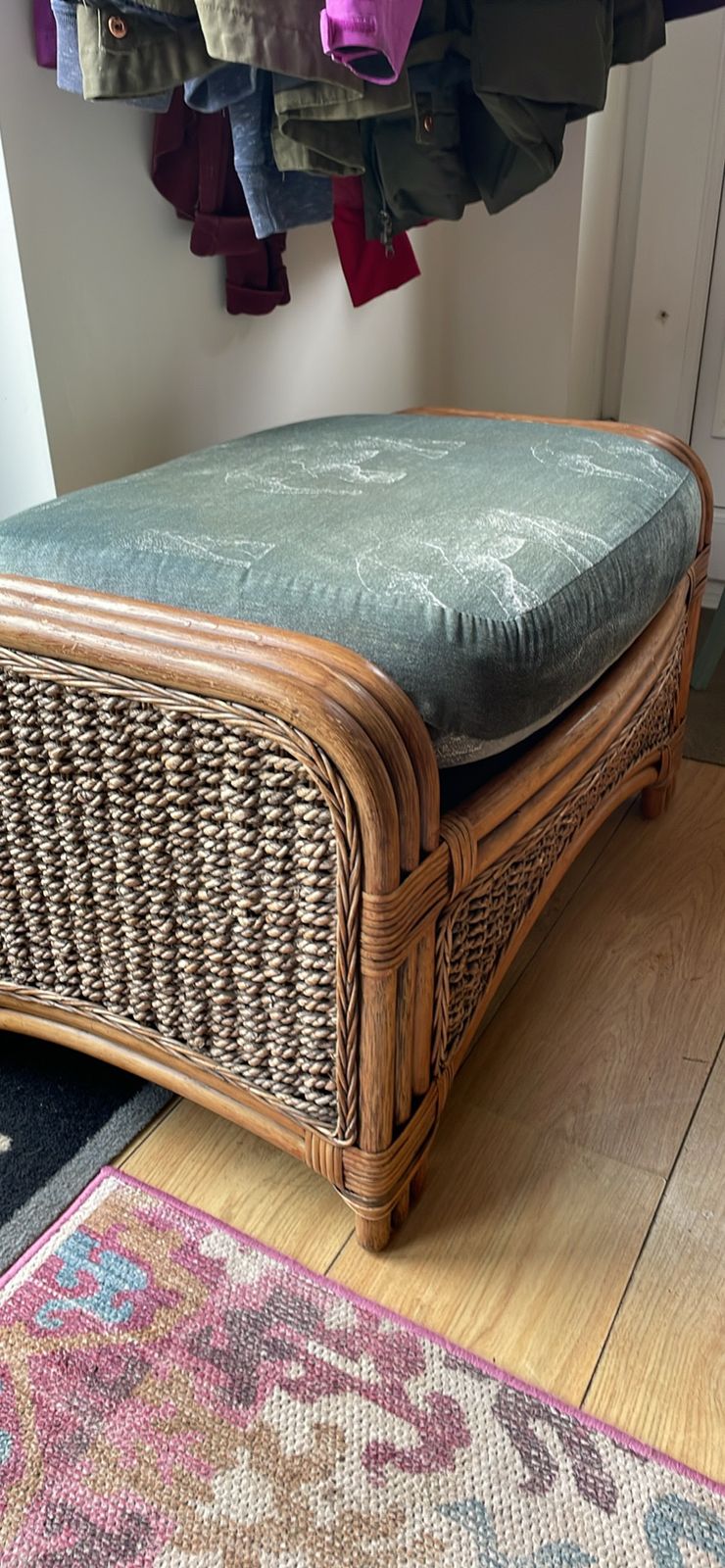 Rattan Conservatory Furniture, 2 Chairs And Footstool photo for sale