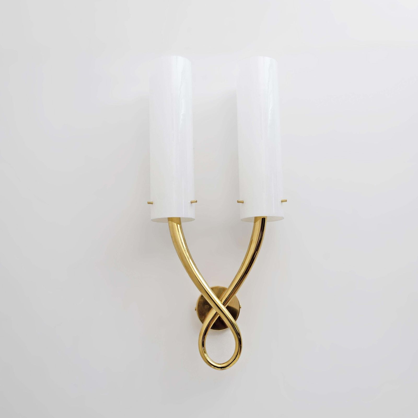 Pair Of Large Brass And Murano Glass Sconces In The Style Of Gio Ponti photo Lighting