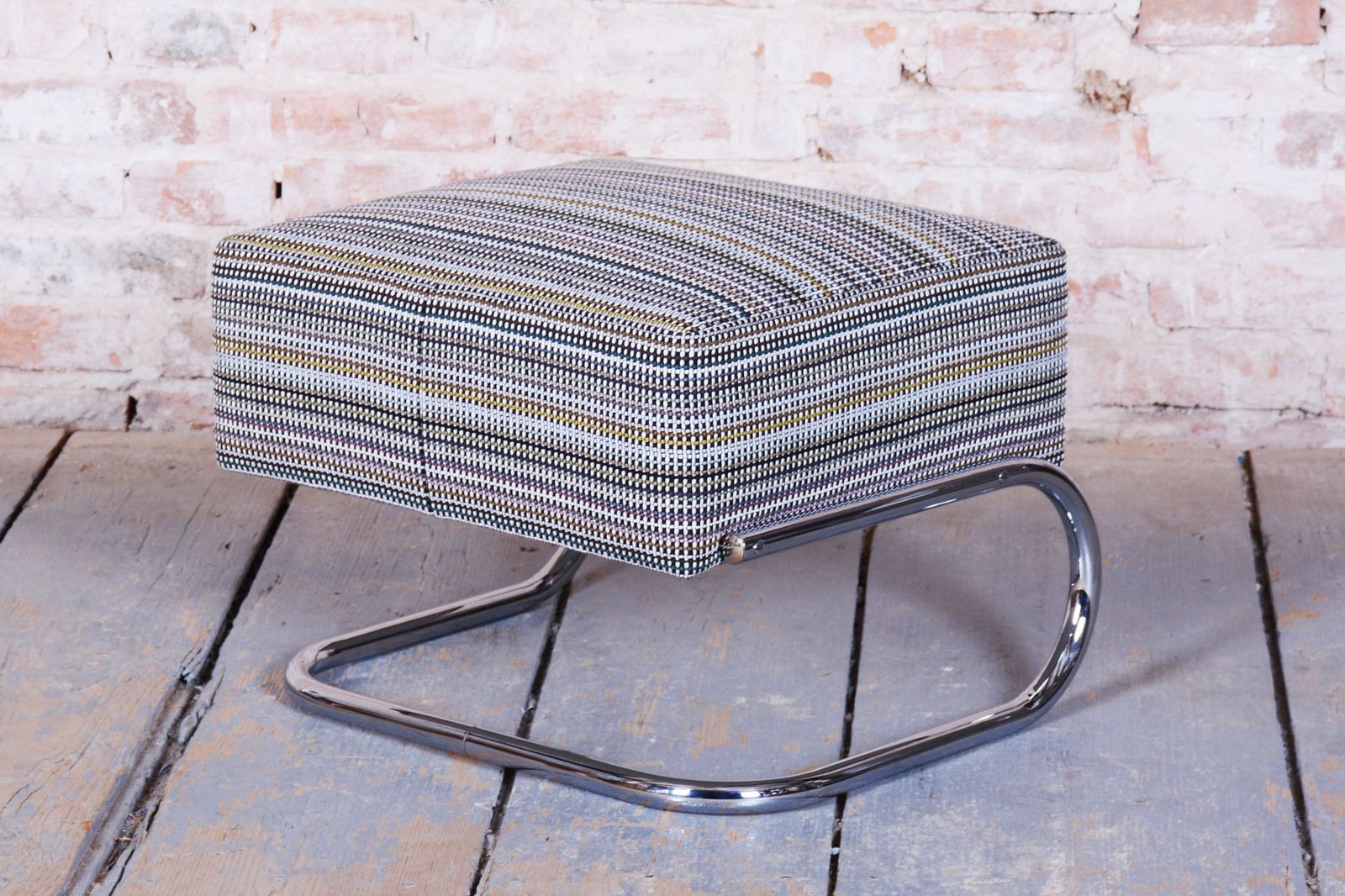 Restored Bauhaus Stool, By Robert Slezák, Chrome Plated Steel, Czech, 1930s photo 600.0