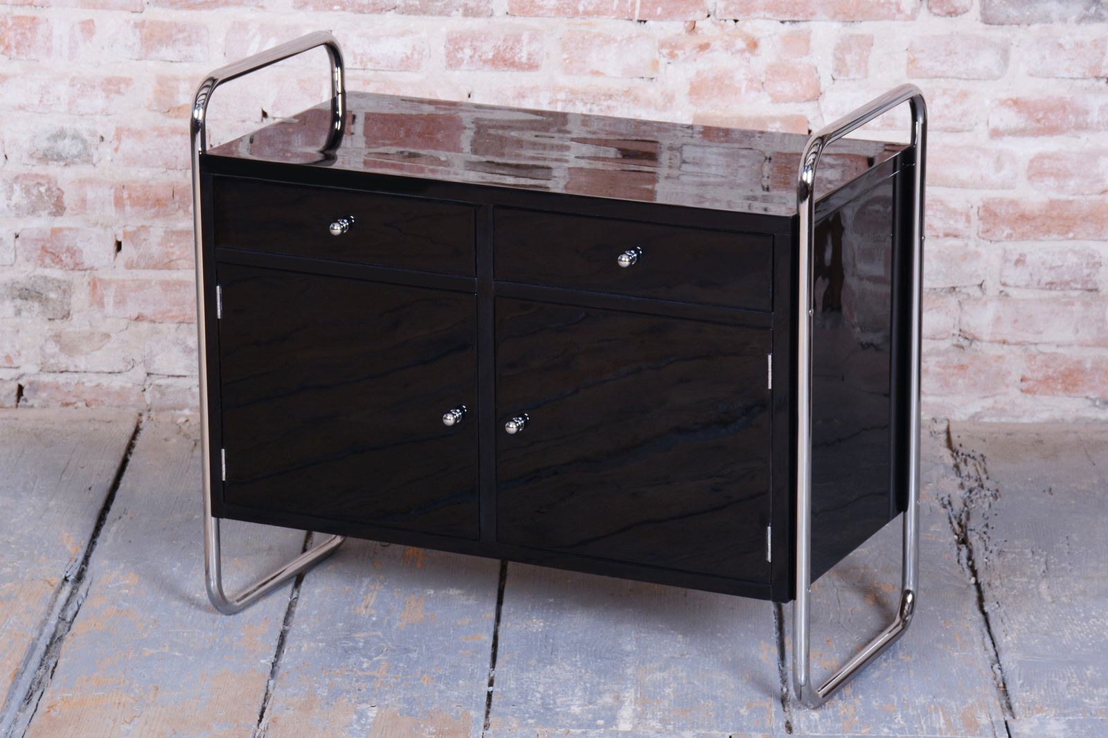 Restored Bauhaus Cabinet, By Robert Slezák, Chrome Plated Steel, Czech, 1930s photo Furniture