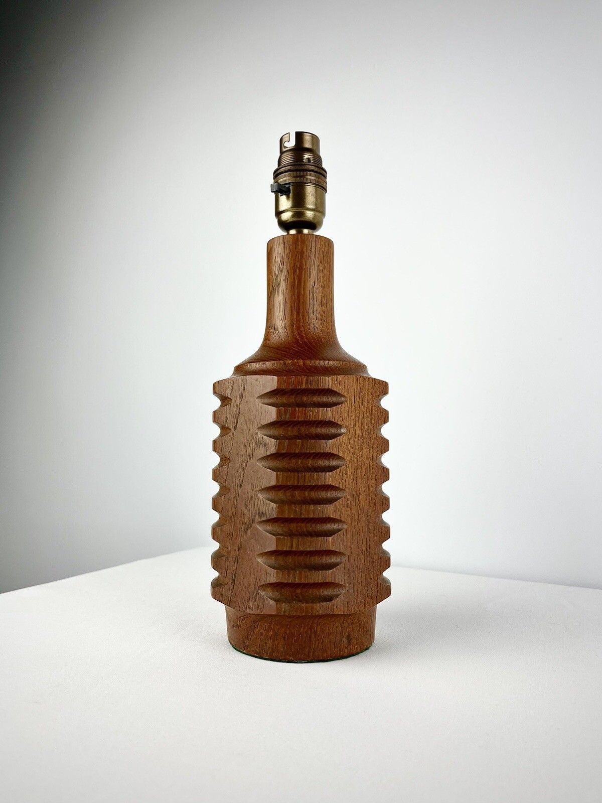 Stylish Faceted Teak Lamp Base, 1960s