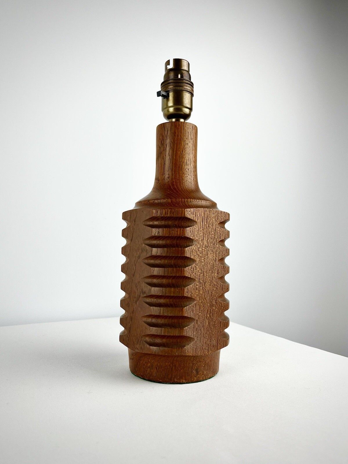 Stylish Faceted Teak Lamp Base, 1960s photo Lighting